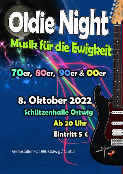 Oldie Night am 8. Oktober 2022 in der Ostwiger Schützenhalle