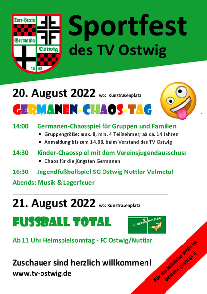 Ankündigung zum Sportfest TV Ostwig 